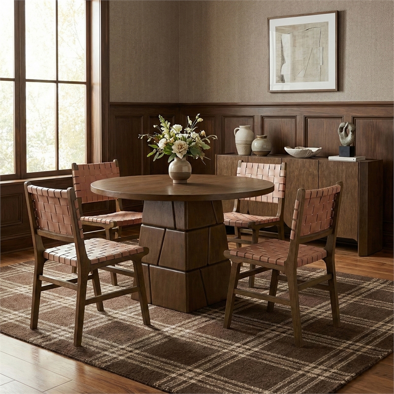 Meridian Furniture Entwine Brown Vegan Leather Upholstered Dining Chair