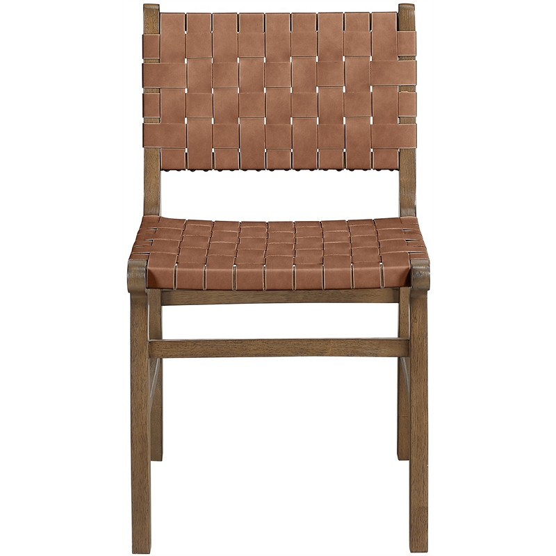 Meridian Furniture Entwine Brown Vegan Leather Upholstered Dining Chair