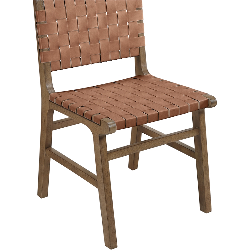 Meridian Furniture Entwine Brown Vegan Leather Upholstered Dining Chair