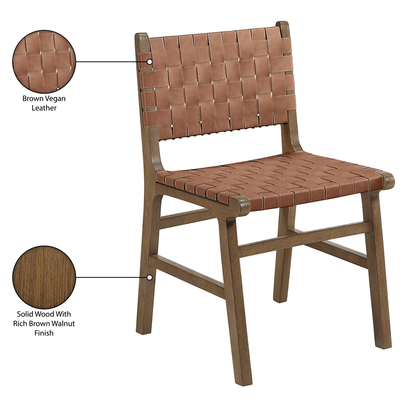 Meridian Furniture Entwine Brown Vegan Leather Upholstered Dining Chair
