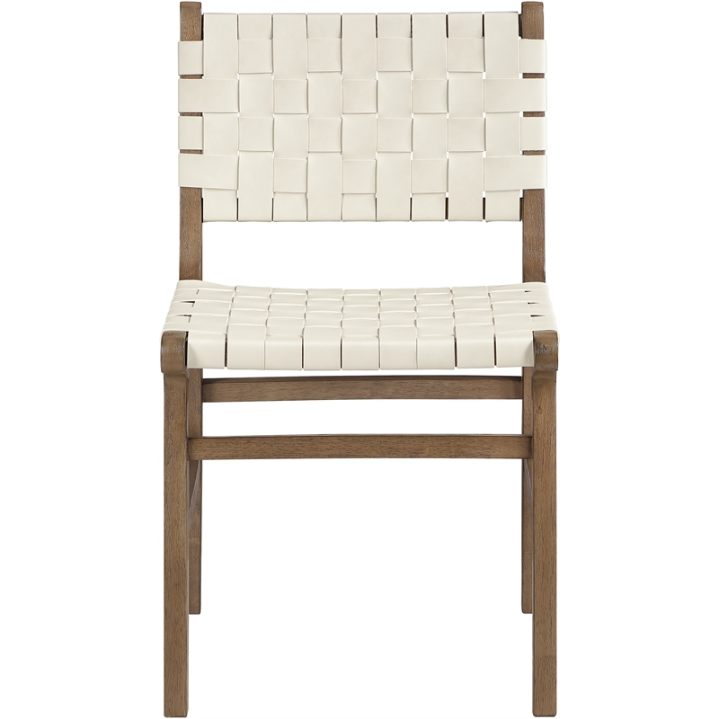 Meridian Furniture Entwine Cream Vegan Leather Upholstered Dining Chair