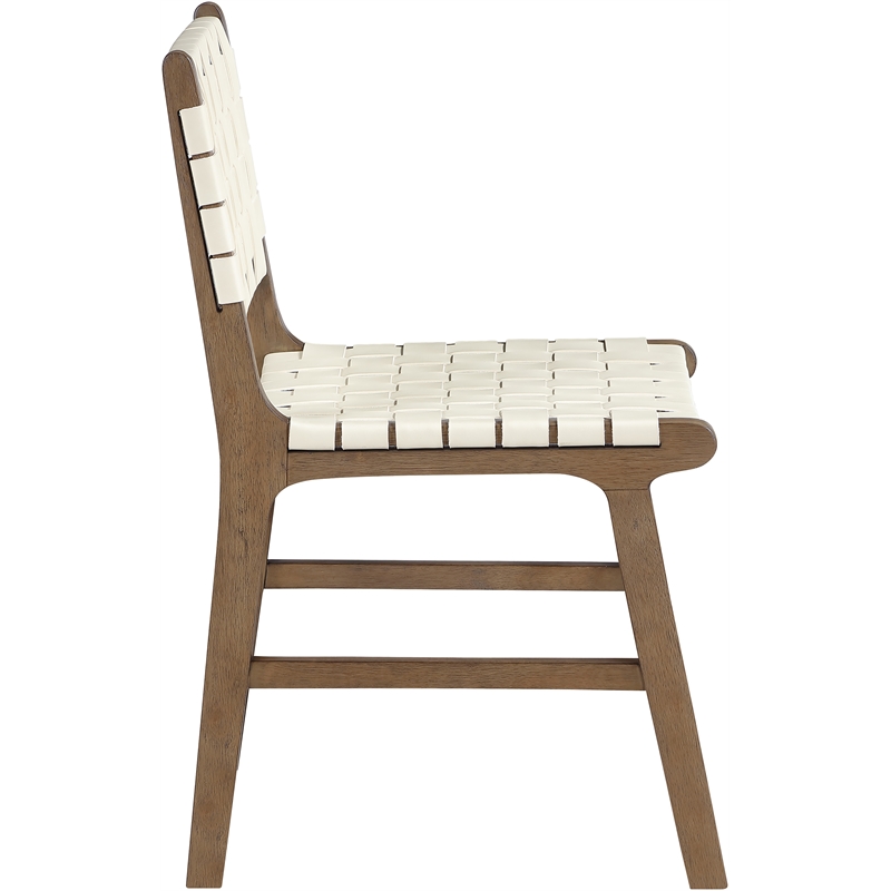 Meridian Furniture Entwine Cream Vegan Leather Upholstered Dining Chair