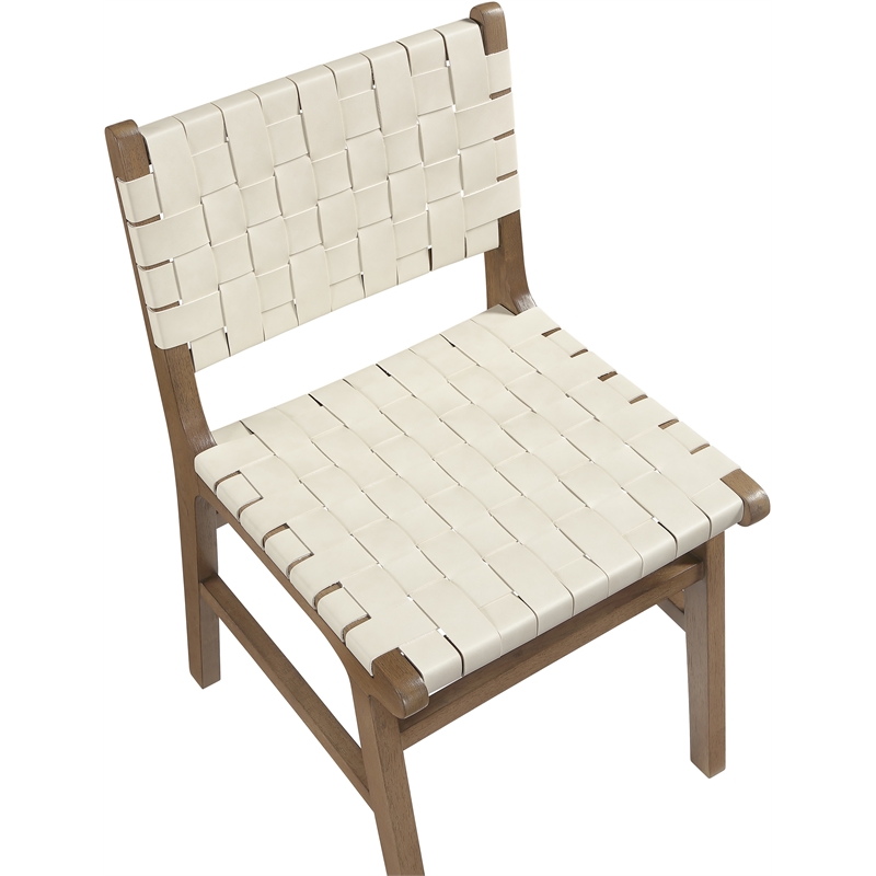 Meridian Furniture Entwine Cream Vegan Leather Upholstered Dining Chair