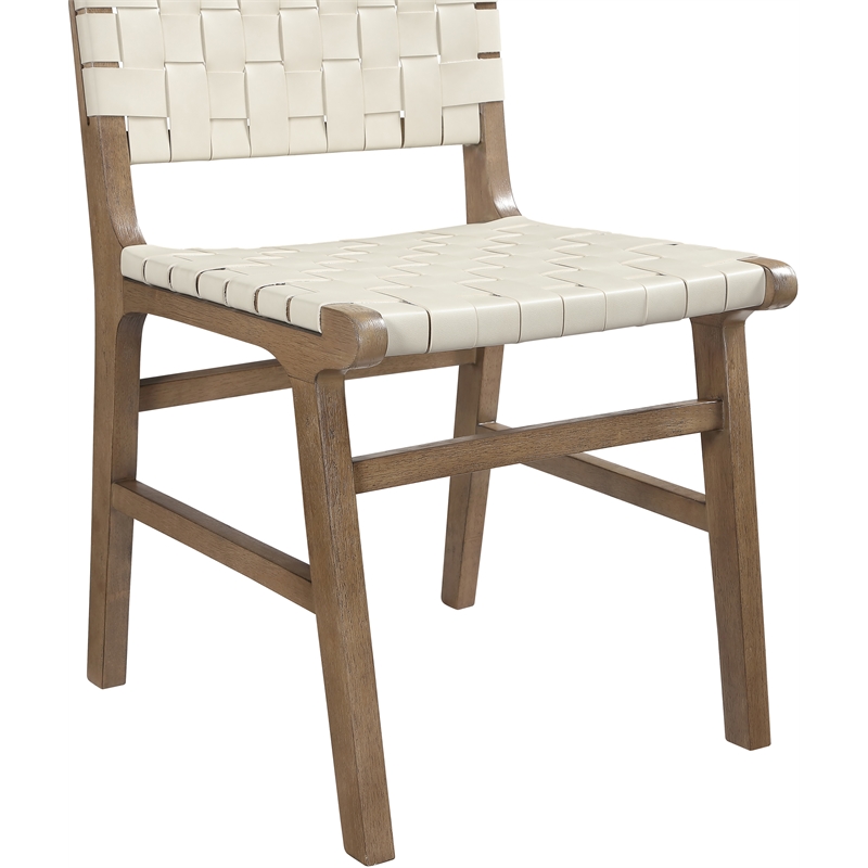 Meridian Furniture Entwine Cream Vegan Leather Upholstered Dining Chair