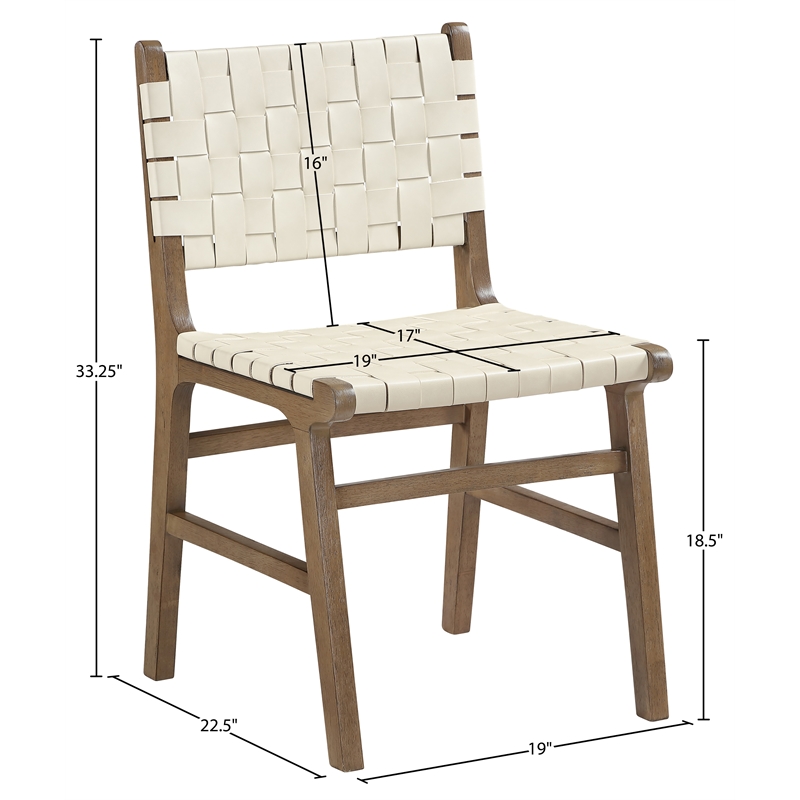 Meridian Furniture Entwine Cream Vegan Leather Upholstered Dining Chair