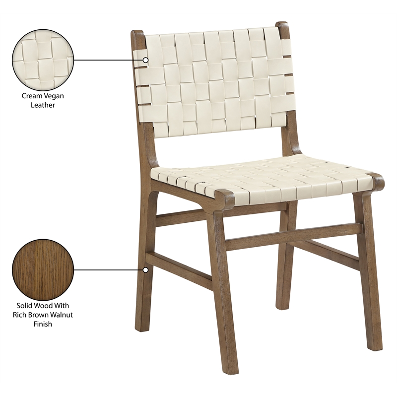 Meridian Furniture Entwine Cream Vegan Leather Upholstered Dining Chair