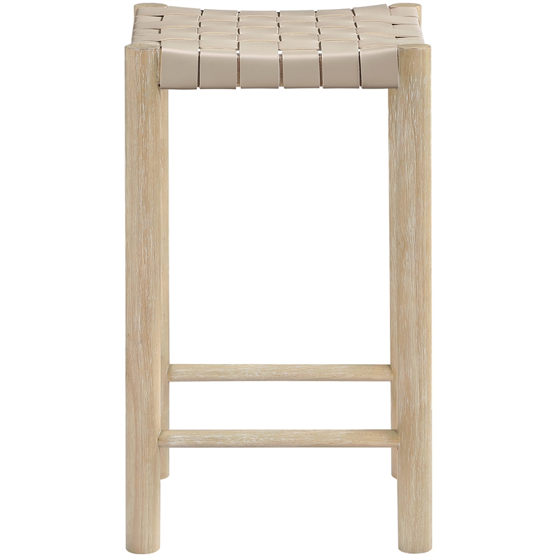 Meridian Furniture Entwine Beige Vegan Leather Upholstered Counter Stool