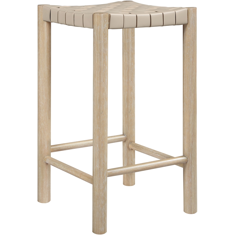 Meridian Furniture Entwine Beige Vegan Leather Upholstered Counter Stool