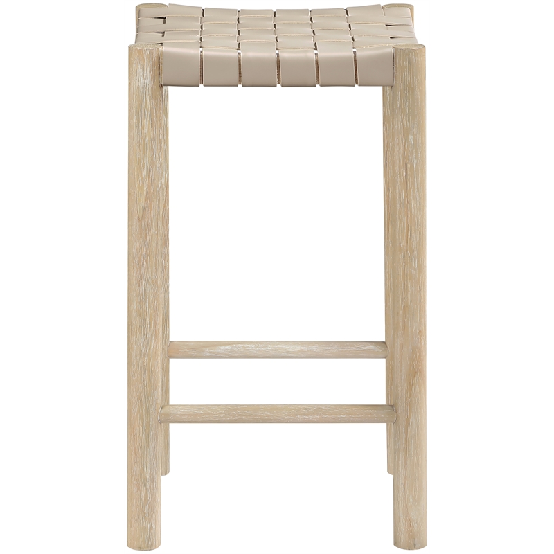 Meridian Furniture Entwine Beige Vegan Leather Upholstered Counter Stool