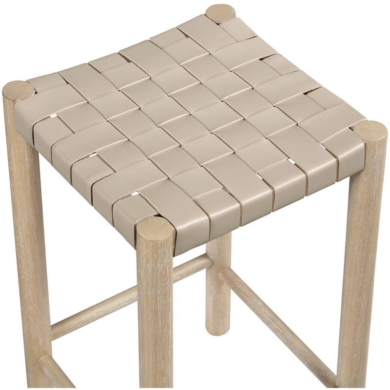 Meridian Furniture Entwine Beige Vegan Leather Upholstered Counter Stool