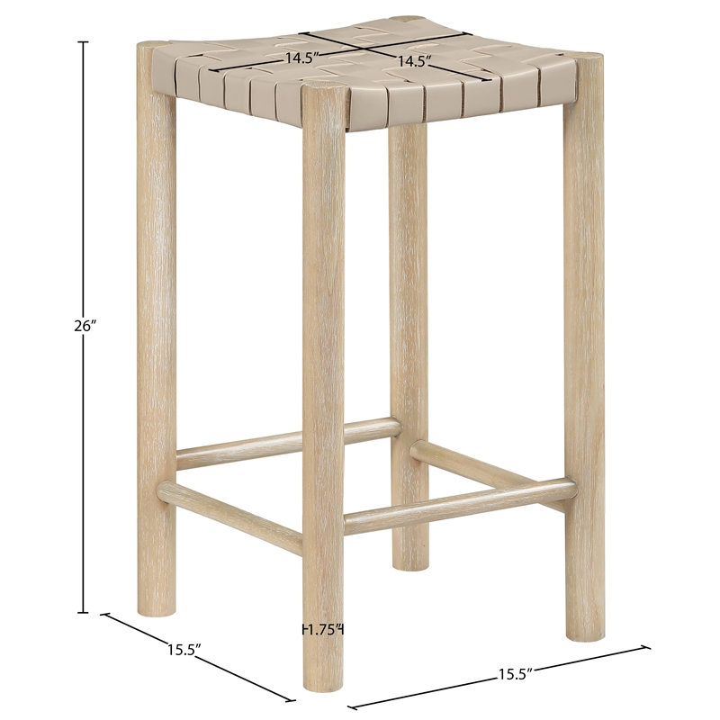 Meridian Furniture Entwine Beige Vegan Leather Upholstered Counter Stool