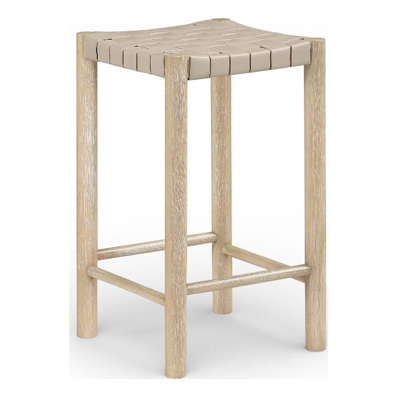 Meridian Furniture Entwine Beige Vegan Leather Upholstered Counter Stool