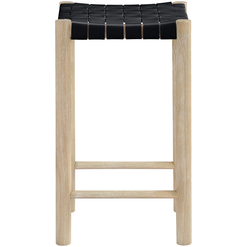 Meridian Furniture Entwine Black Vegan Leather Upholstered Counter Stool