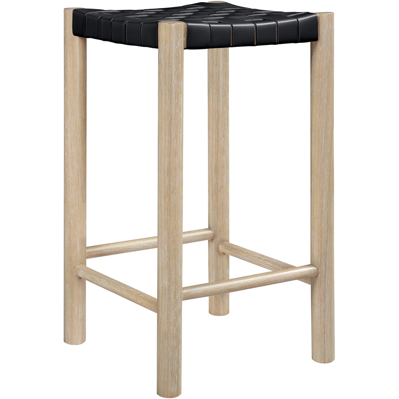 Meridian Furniture Entwine Black Vegan Leather Upholstered Counter Stool