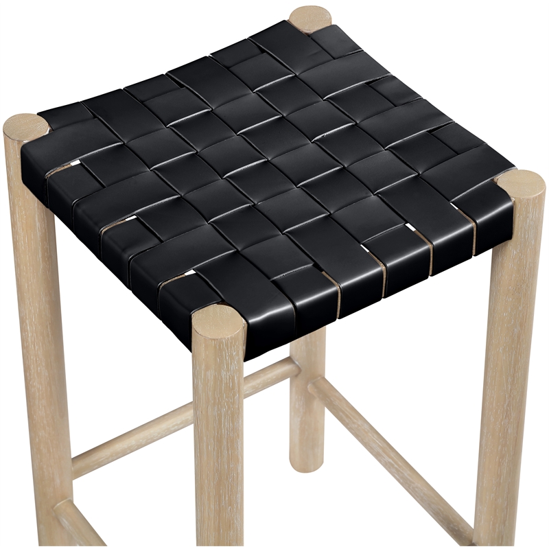 Meridian Furniture Entwine Black Vegan Leather Upholstered Counter Stool