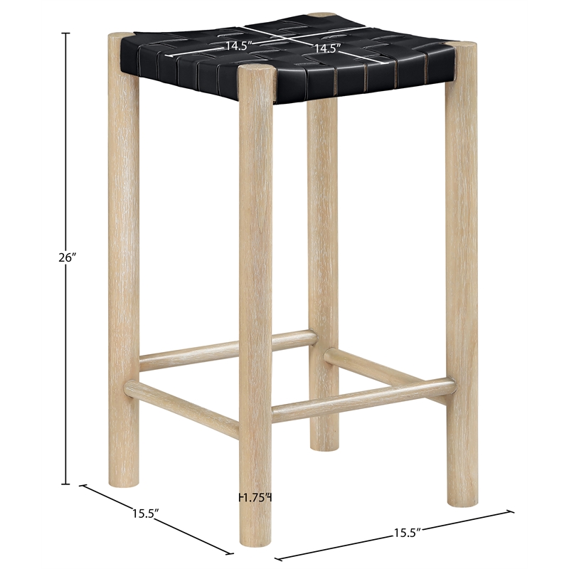 Meridian Furniture Entwine Black Vegan Leather Upholstered Counter Stool