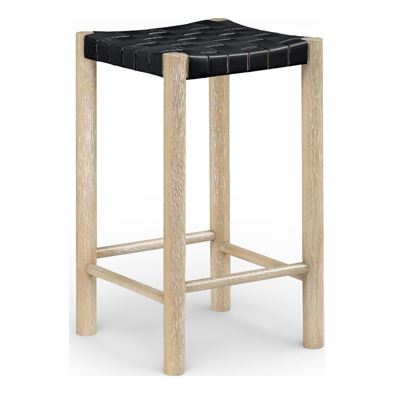 Meridian Furniture Entwine Black Vegan Leather Upholstered Counter Stool