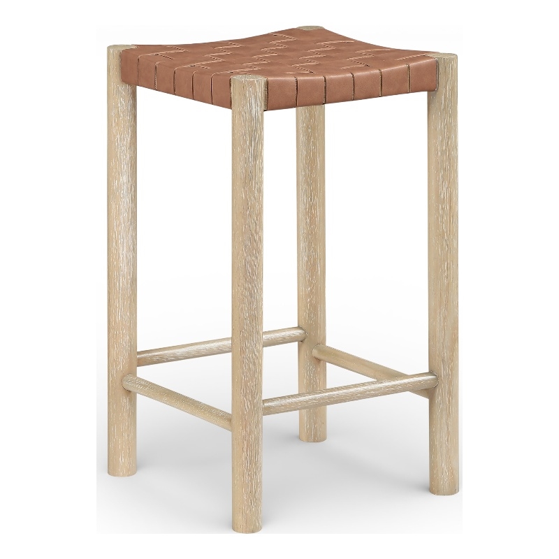Meridian Furniture Entwine Brown Vegan Leather Upholstered Counter Stool