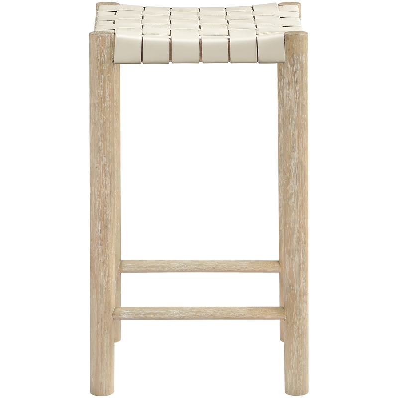 Meridian Furniture Entwine Cream Vegan Leather Upholstered Counter Stool