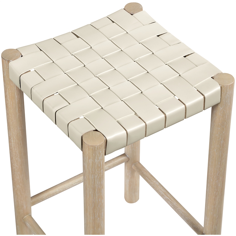Meridian Furniture Entwine Cream Vegan Leather Upholstered Counter Stool