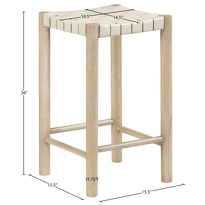 Meridian Furniture Entwine Cream Vegan Leather Upholstered Counter Stool