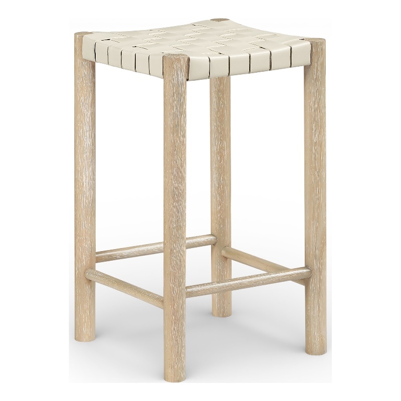 Meridian Furniture Entwine Cream Vegan Leather Upholstered Counter Stool