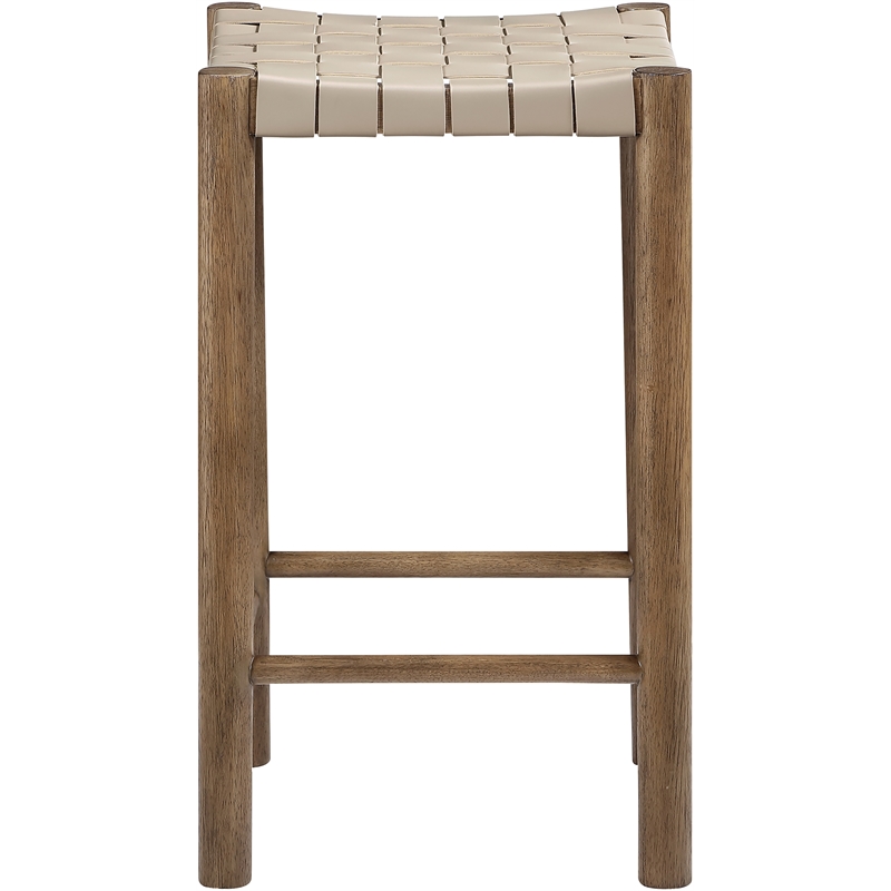 Meridian Furniture Entwine Beige Vegan Leather Upholstered Counter Stool