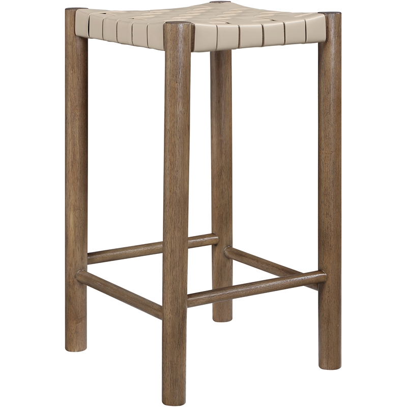 Meridian Furniture Entwine Beige Vegan Leather Upholstered Counter Stool