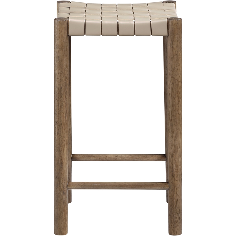 Meridian Furniture Entwine Beige Vegan Leather Upholstered Counter Stool