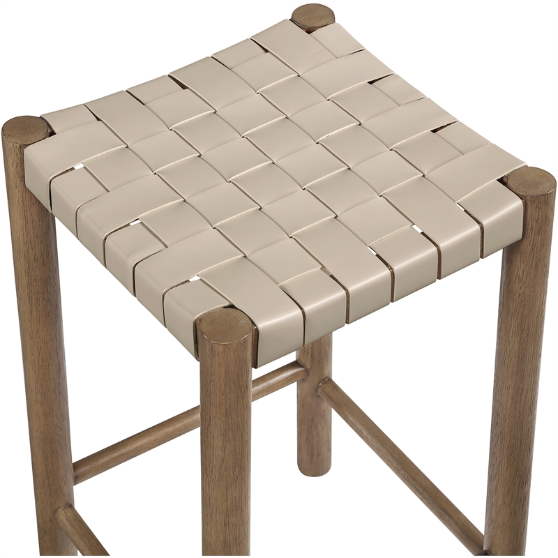 Meridian Furniture Entwine Beige Vegan Leather Upholstered Counter Stool