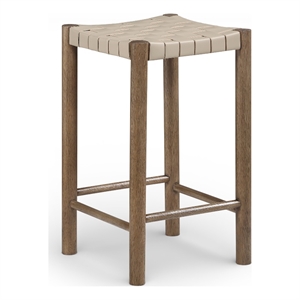 Meridian Furniture Entwine Beige Vegan Leather Upholstered Counter Stool
