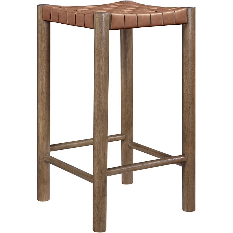 Meridian Furniture Entwine Brown Vegan Leather Upholstered Counter Stool