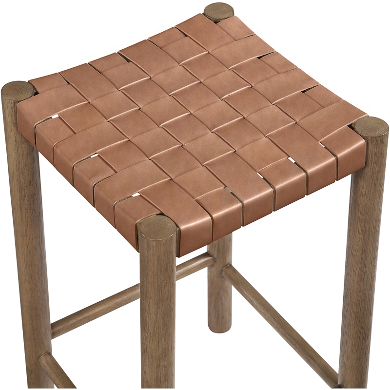 Meridian Furniture Entwine Brown Vegan Leather Upholstered Counter Stool