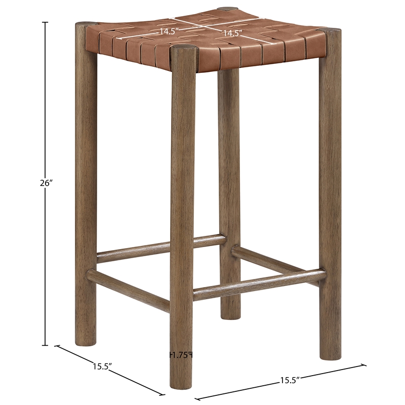 Meridian Furniture Entwine Brown Vegan Leather Upholstered Counter Stool