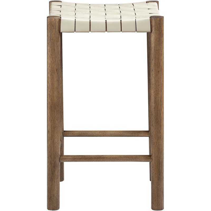 Meridian Furniture Entwine Cream Vegan Leather Upholstered Counter Stool