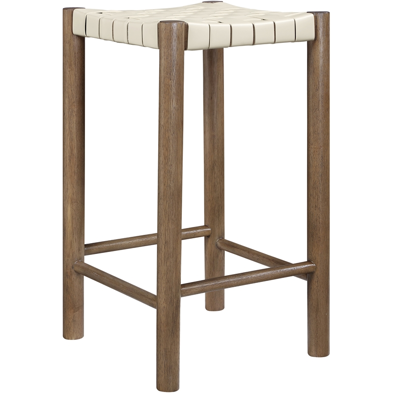 Meridian Furniture Entwine Cream Vegan Leather Upholstered Counter Stool