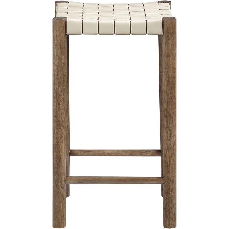Meridian Furniture Entwine Cream Vegan Leather Upholstered Counter Stool