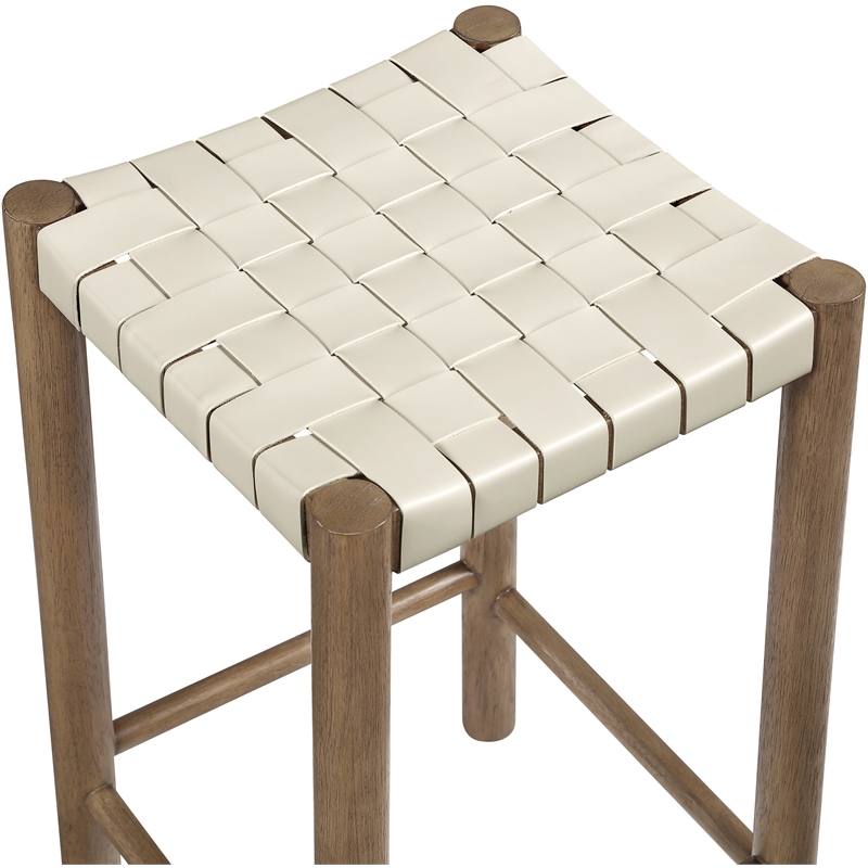 Meridian Furniture Entwine Cream Vegan Leather Upholstered Counter Stool
