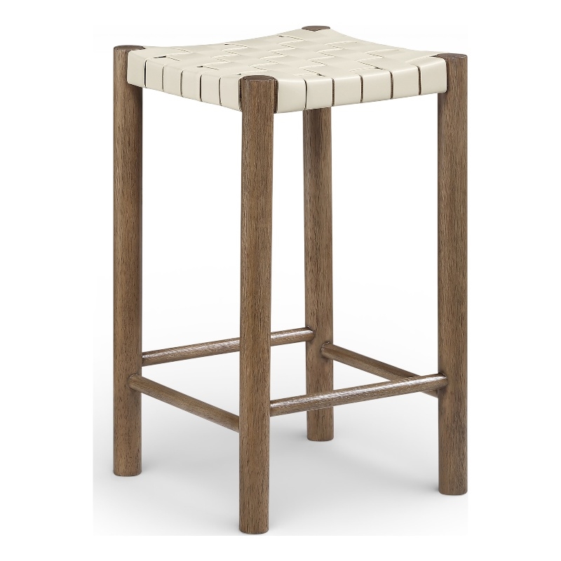 Meridian Furniture Entwine Cream Vegan Leather Upholstered Counter Stool