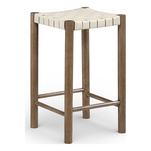 Meridian Furniture Entwine Cream Vegan Leather Upholstered Counter Stool