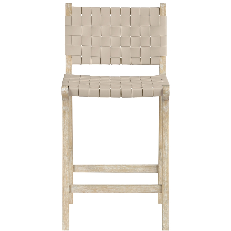Meridian Furniture Entwine Beige Vegan Leather Upholstered Counter Stool