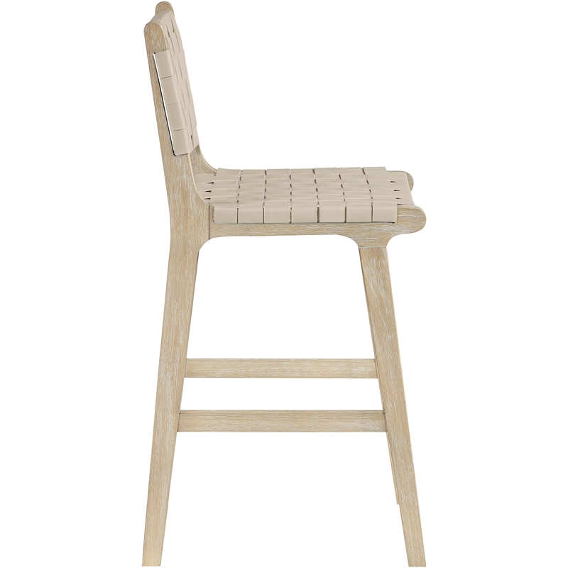Meridian Furniture Entwine Beige Vegan Leather Upholstered Counter Stool