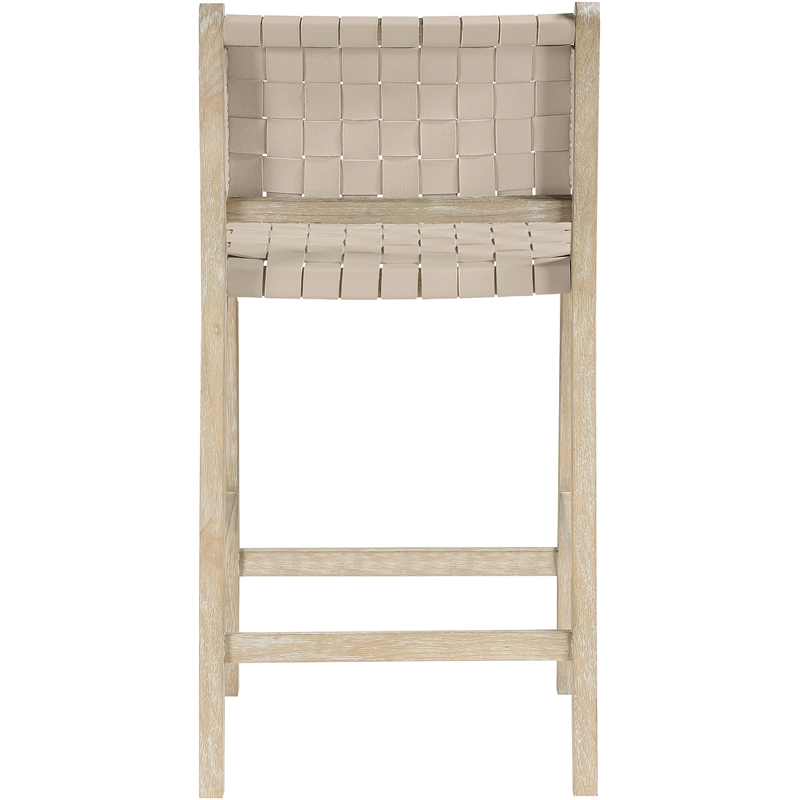 Meridian Furniture Entwine Beige Vegan Leather Upholstered Counter Stool