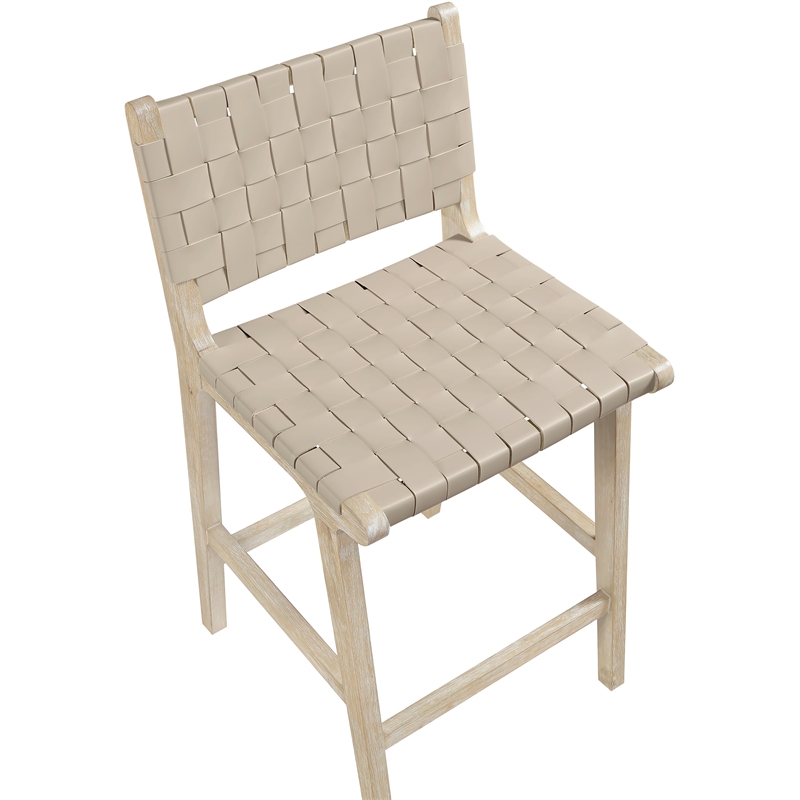 Meridian Furniture Entwine Beige Vegan Leather Upholstered Counter Stool