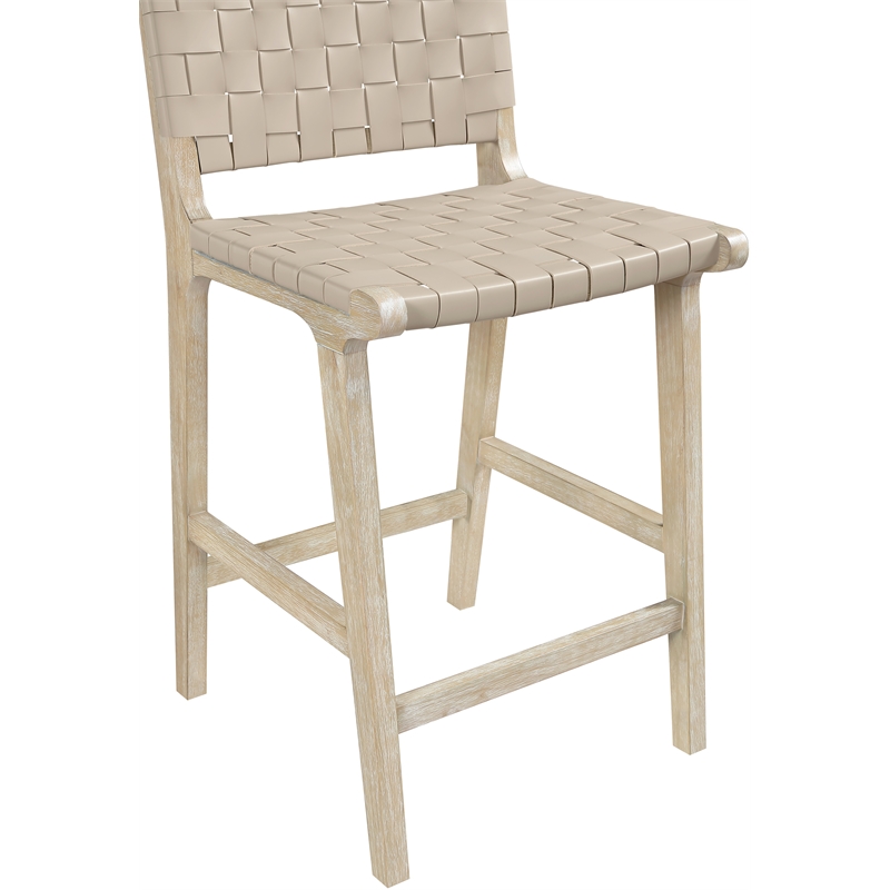 Meridian Furniture Entwine Beige Vegan Leather Upholstered Counter Stool