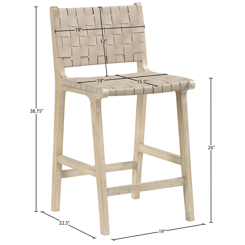 Meridian Furniture Entwine Beige Vegan Leather Upholstered Counter Stool