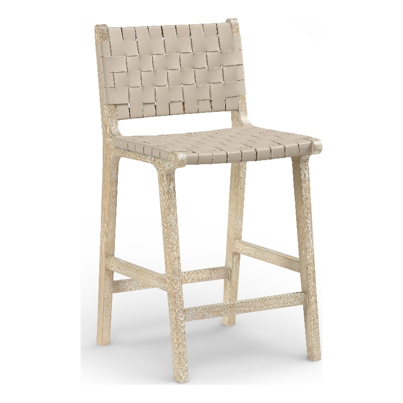 Meridian Furniture Entwine Beige Vegan Leather Upholstered Counter Stool