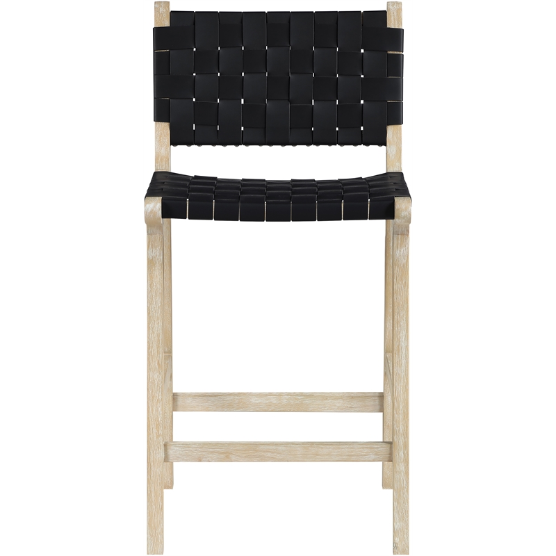Meridian Furniture Entwine Black Vegan Leather Upholstered Counter Stool