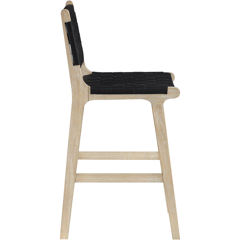 Meridian Furniture Entwine Black Vegan Leather Upholstered Counter Stool