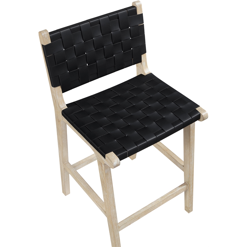 Meridian Furniture Entwine Black Vegan Leather Upholstered Counter Stool